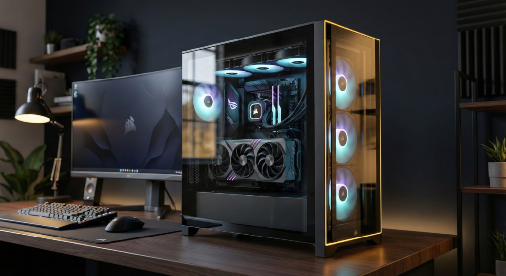 Clean showcase PC build using Corsair 3500X with BTF motherboard and large graphics card