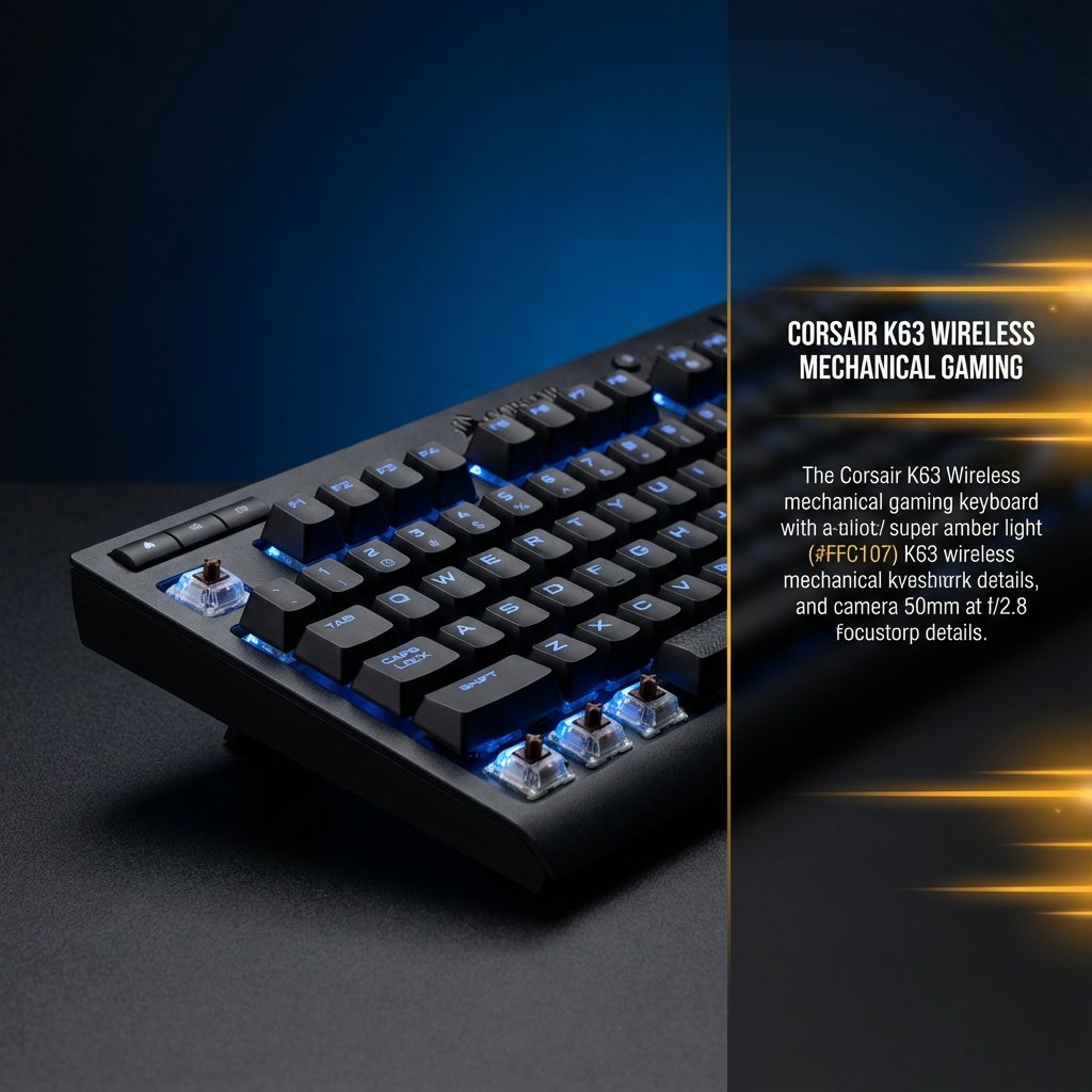 Corsair K63 Wireless mechanical keyboard with blue LED backlighting on dark background