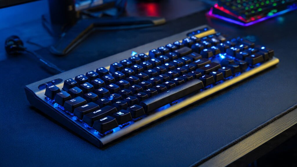 Corsair K65 Plus Wireless in action with wireless dongle.